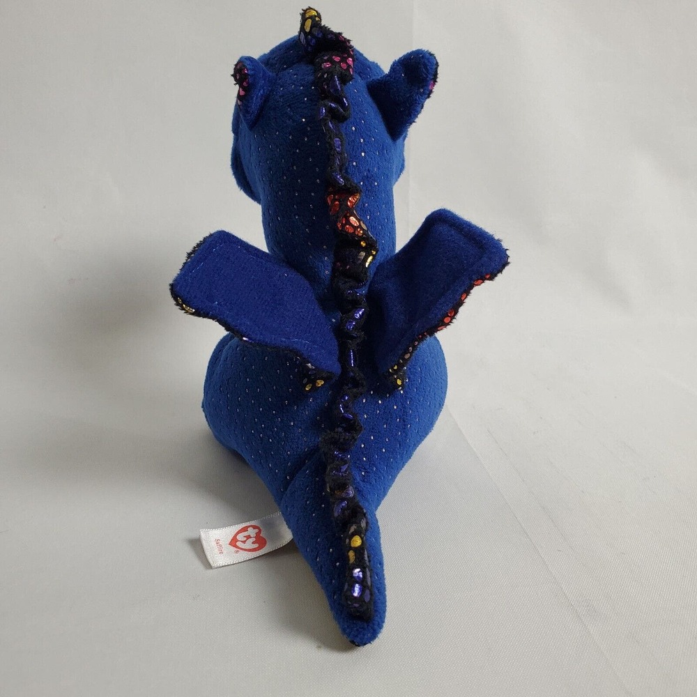 Ty Dragon Plush Saffire Blue Rainbow Glitter Eyes Stuffed Animal 6" - Picture 5 of 11